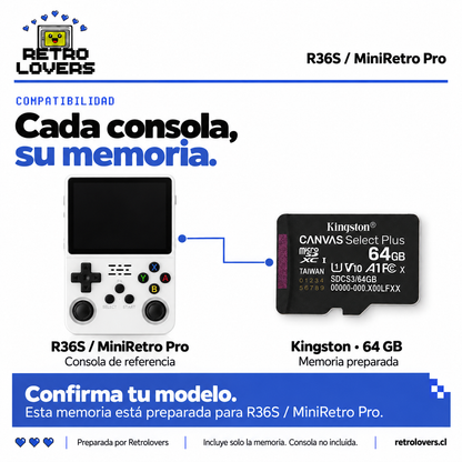 Memoria Kingston 64 GB con juegos para R36S / MiniRetro Pro