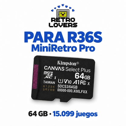 Memoria Kingston 64 GB con juegos para R36S / MiniRetro Pro