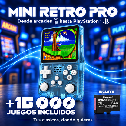 Mini Retro Pro Azul, más de 15.000 juegos y microSD Kingston incluida