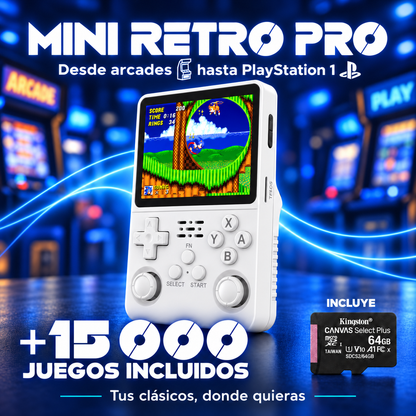 Mini Retro Pro Blanco Puro, más de 15.000 juegos y microSD Kingston incluida