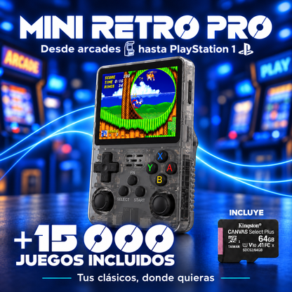 Mini Retro Pro Negro, más de 15.000 juegos y microSD Kingston incluida