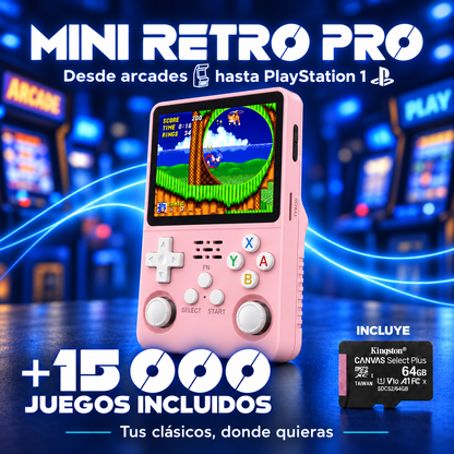 Mini Retro Pro Rosa, más de 15.000 juegos y microSD Kingston incluida