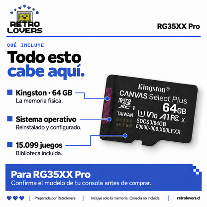 Memoria Kingston 64 GB con juegos para RG35XX Pro