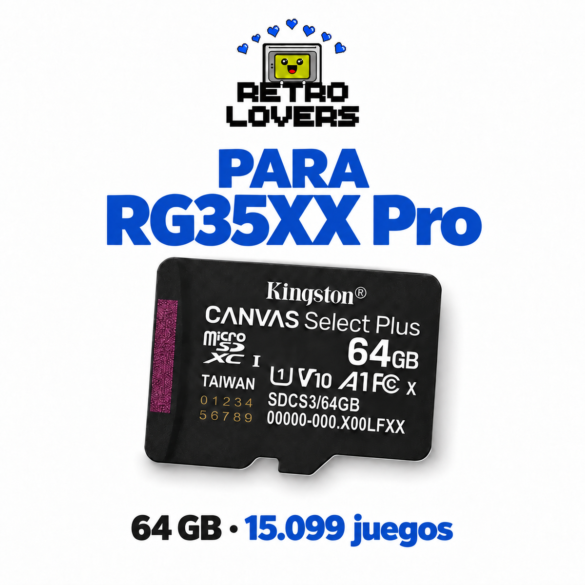 Memoria Kingston 64 GB con juegos para RG35XX Pro