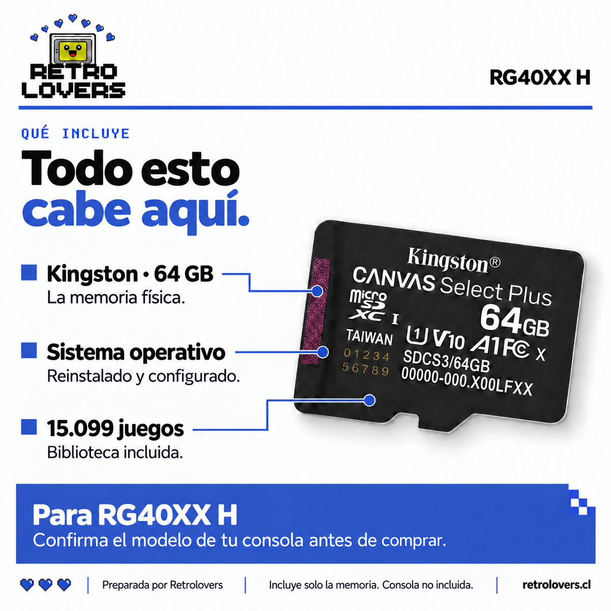 Memoria Kingston 64 GB con juegos para RG40XX H